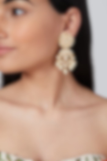 Gold Finish Kundan Jhumka Earrings by Aster