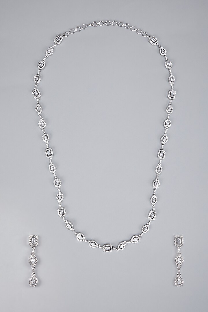 Silver Finish Zircon Necklace Set by Aster at Pernia's Pop Up Shop