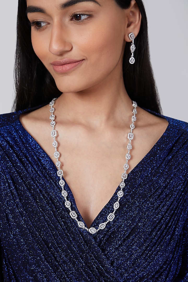 Silver Finish Zircon Necklace Set by Aster at Pernia's Pop Up Shop