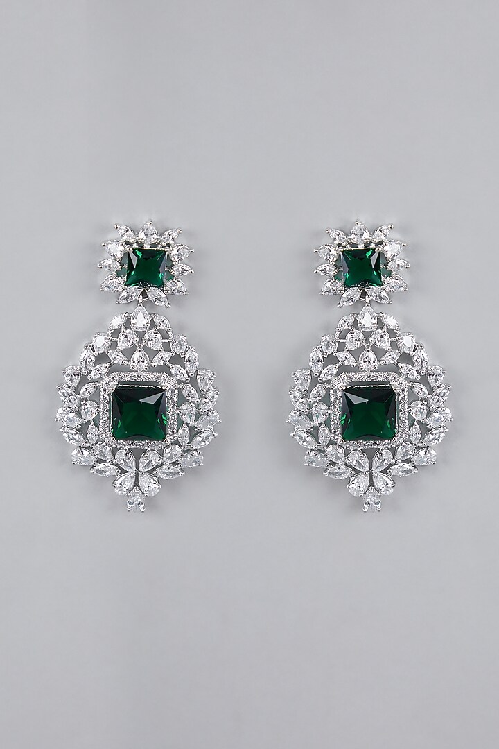 Silver Finish Green Zircon Necklace Set by Aster at Pernia's Pop Up Shop