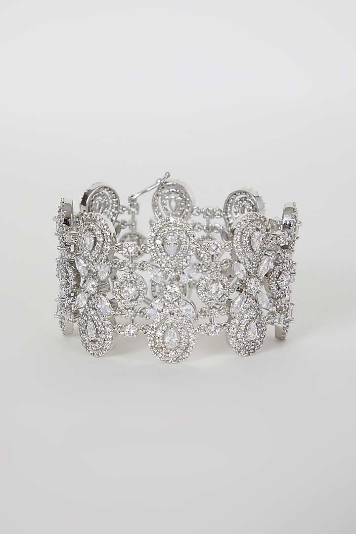 White Finish Faux Diamond Bracelets by Aster at Pernia's Pop Up Shop