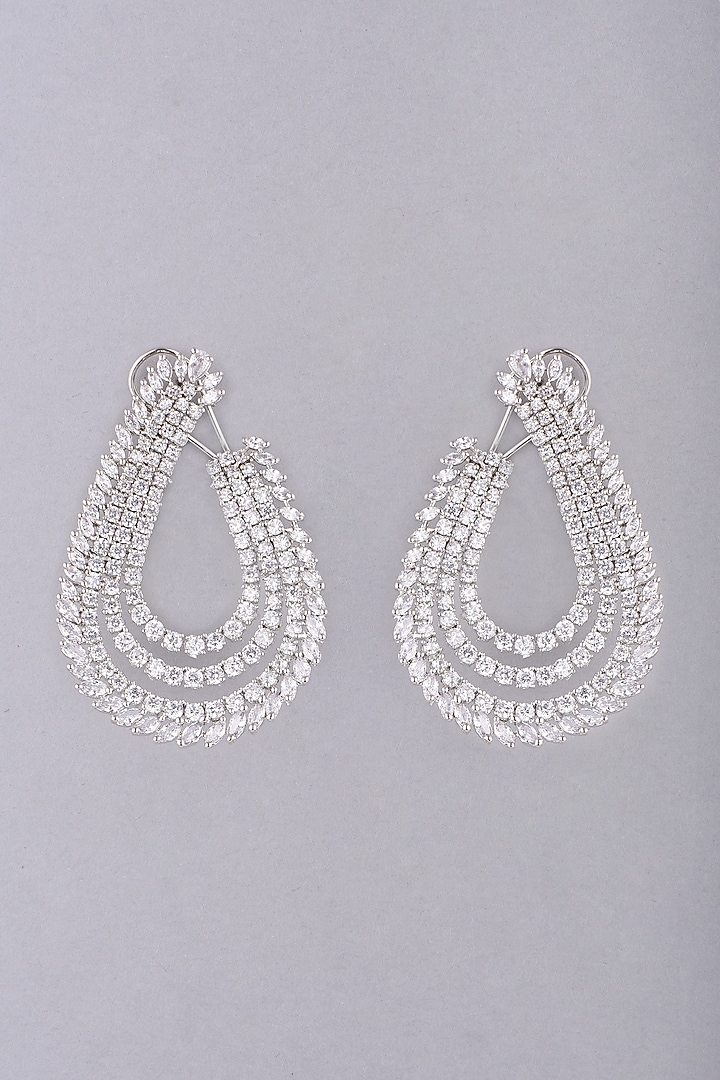 White Finish Faux Diamond Earrings by Aster at Pernia's Pop Up Shop