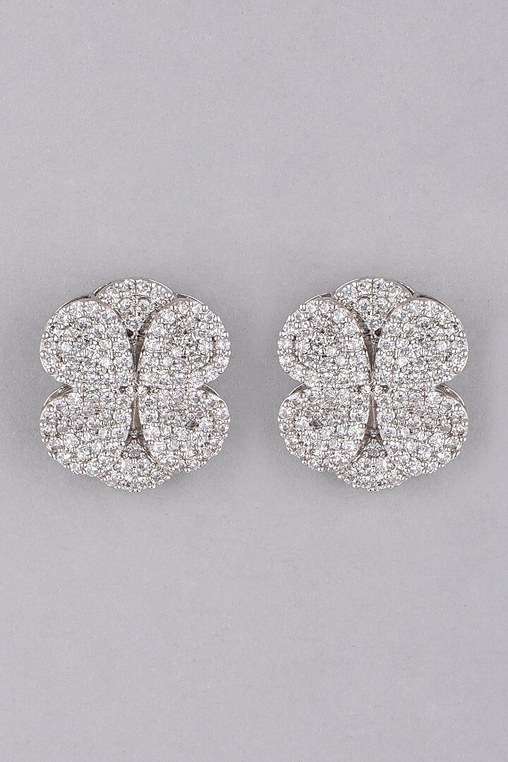 White Finish Stud Diamond Earrings by Aster at Pernia's Pop Up Shop