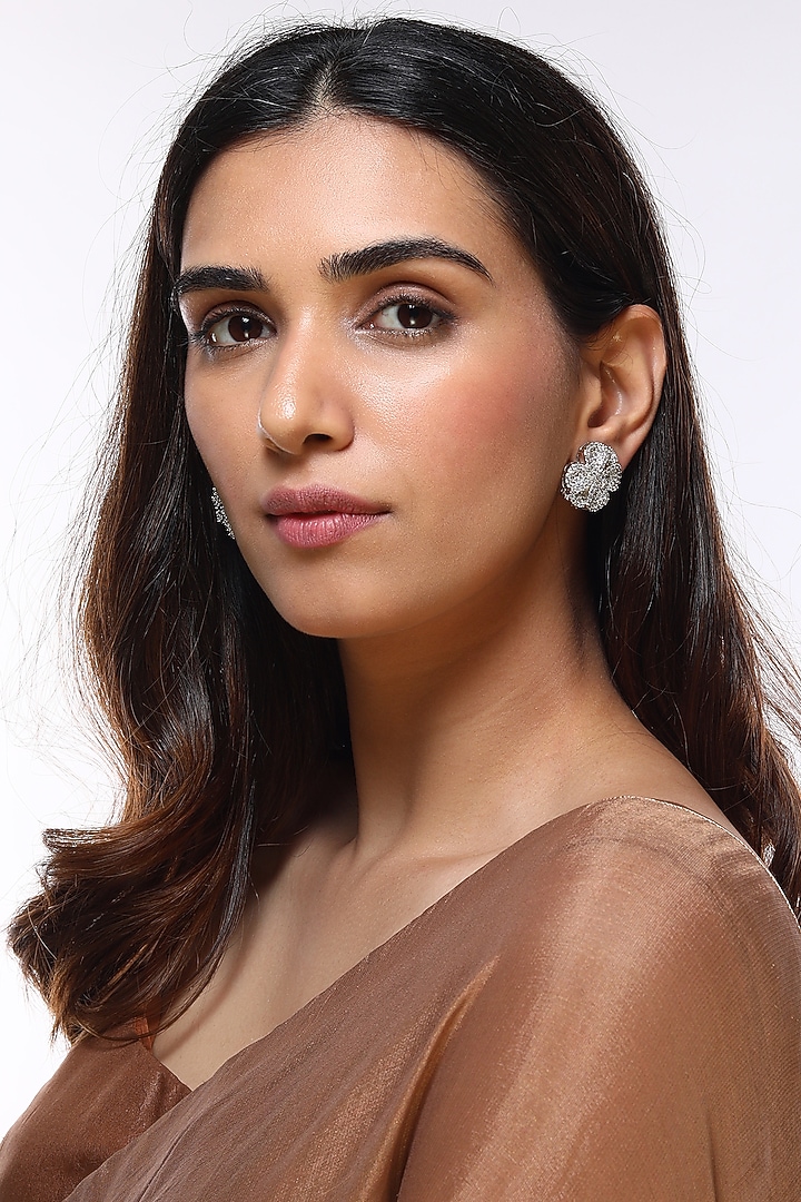 White Finish Stud Diamond Earrings by Aster at Pernia's Pop Up Shop