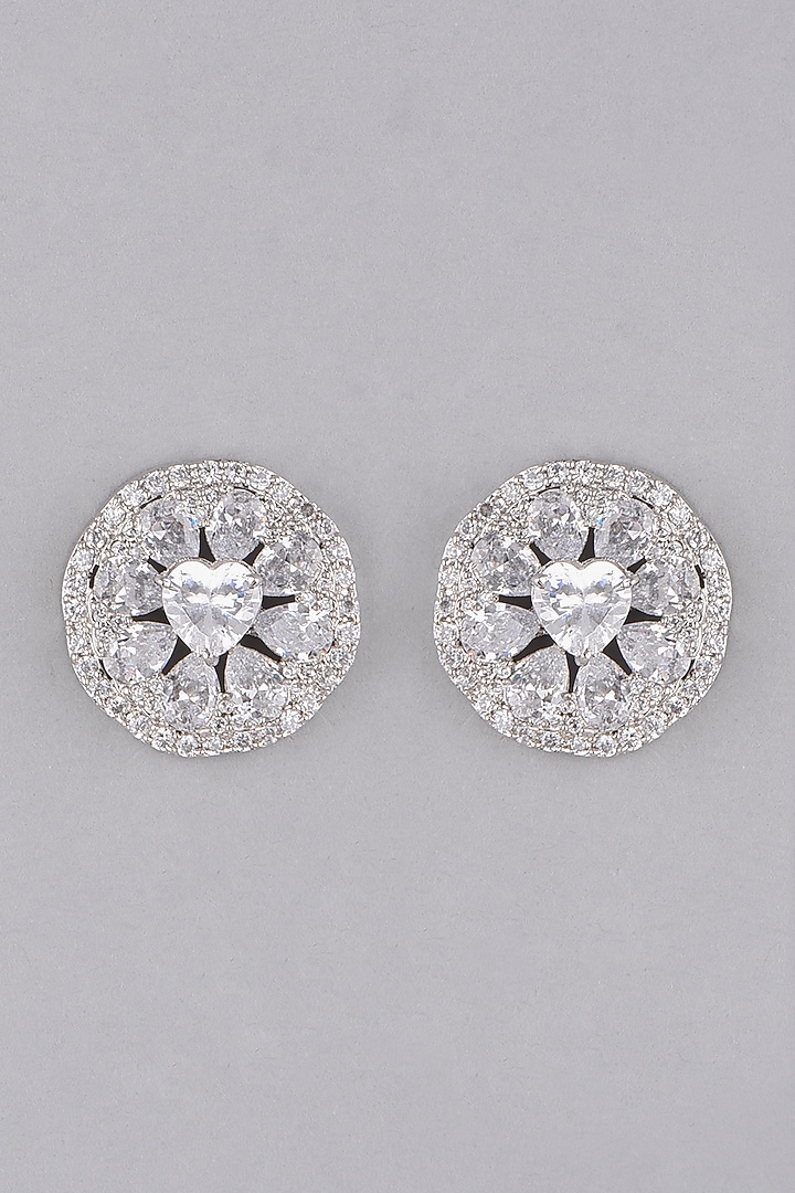 White Finish Stud Faux Diamond Earrings by Aster at Pernia's Pop Up Shop