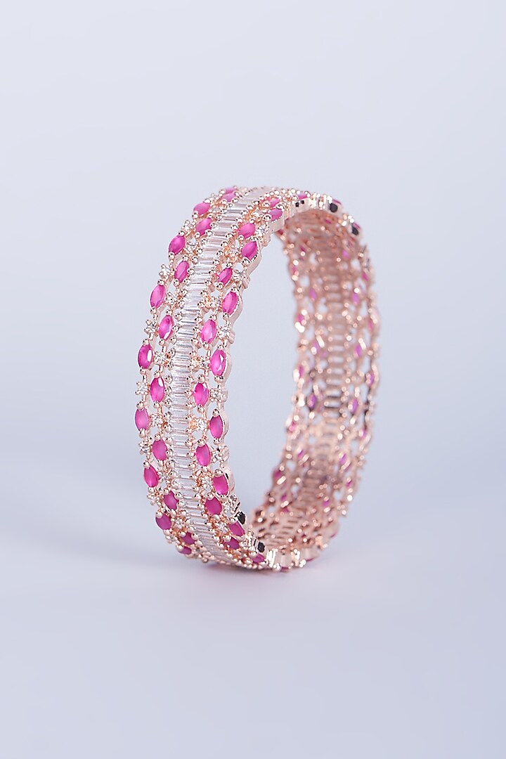 Rose Gold Finish Faux Diamonds Bangle by Aster at Pernia's Pop Up Shop