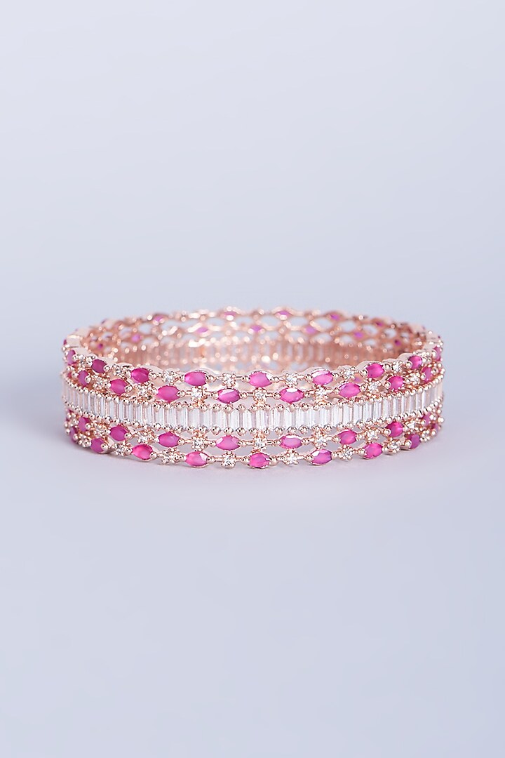 Rose Gold Finish Faux Diamonds Bangle by Aster at Pernia's Pop Up Shop