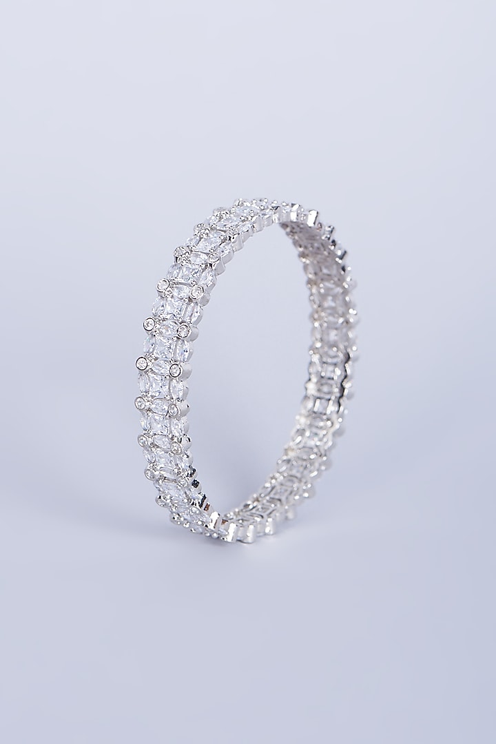 White Finish Zircon Bangles(Set of 2) by Aster at Pernia's Pop Up Shop