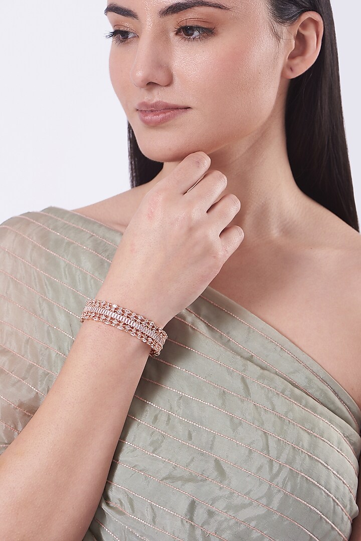 Rose Gold Finish Zircon Bangle by Aster at Pernia's Pop Up Shop