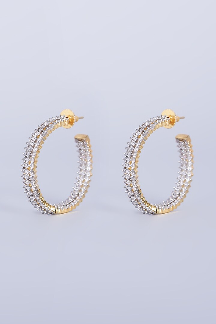 Gold Finish Faux Diamonds Hoop Earrings by Aster at Pernia's Pop Up Shop