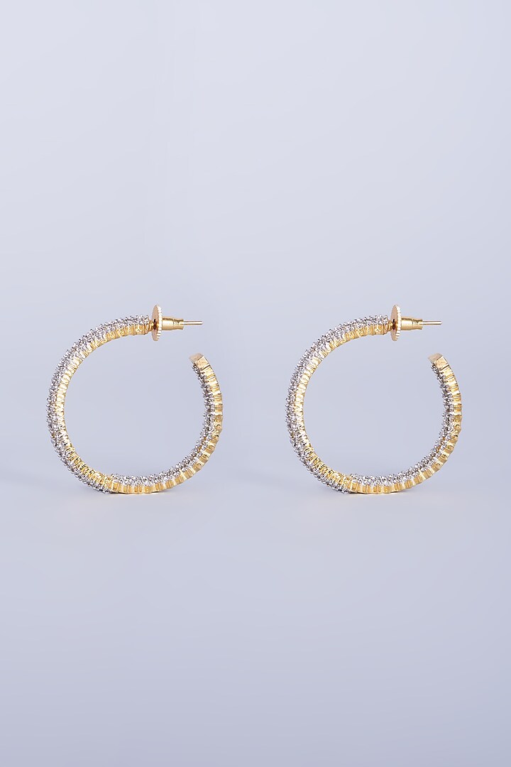 Gold Finish Faux Diamonds Hoop Earrings by Aster at Pernia's Pop Up Shop