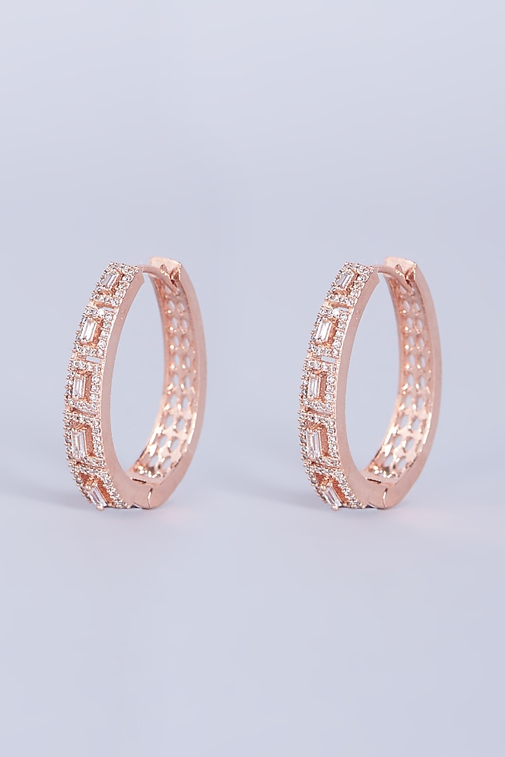 Rose Gold Finish Faux Diamonds Earrings by Aster at Pernia's Pop Up Shop