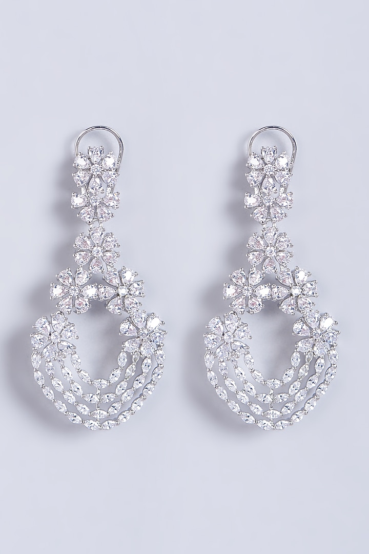 White Finish Faux Diamond Earrings by Aster at Pernia's Pop Up Shop