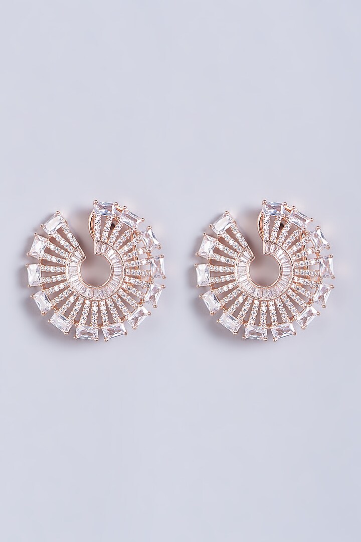 White Finish Faux Diamond Stud Earrings by Aster at Pernia's Pop Up Shop