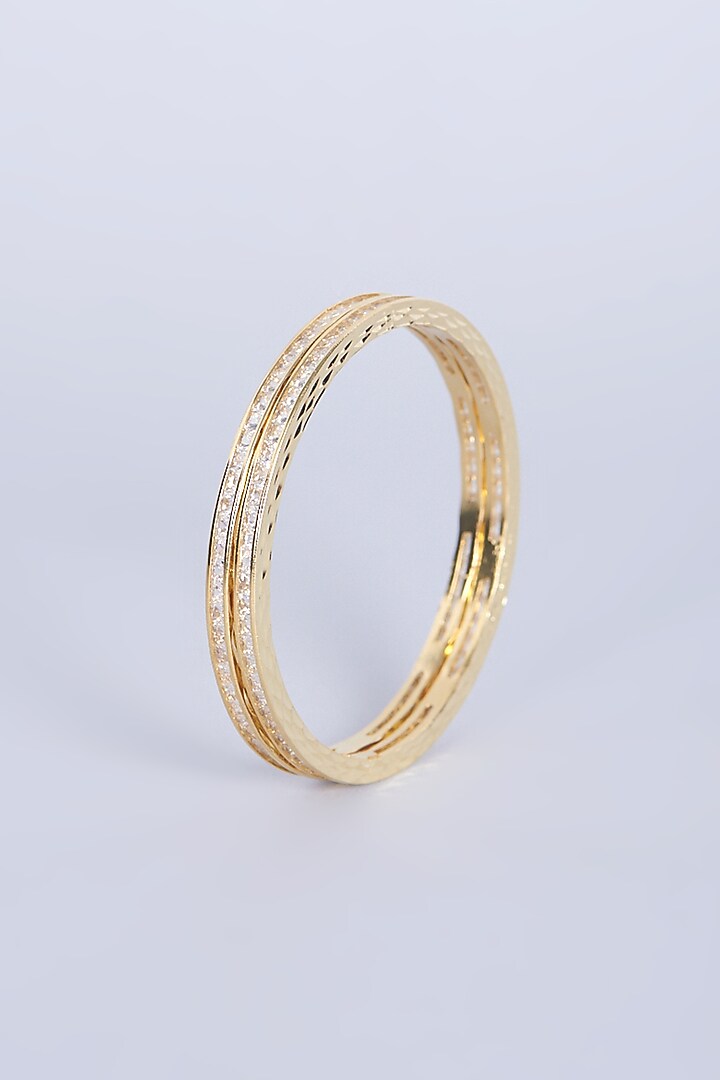 Gold Finish Faux Diamond Bangles (Set of 4) by Aster at Pernia's Pop Up Shop