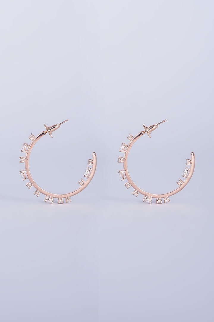 Rose Gold Finish Faux Diamond Hoop Earrings by Aster at Pernia's Pop Up Shop