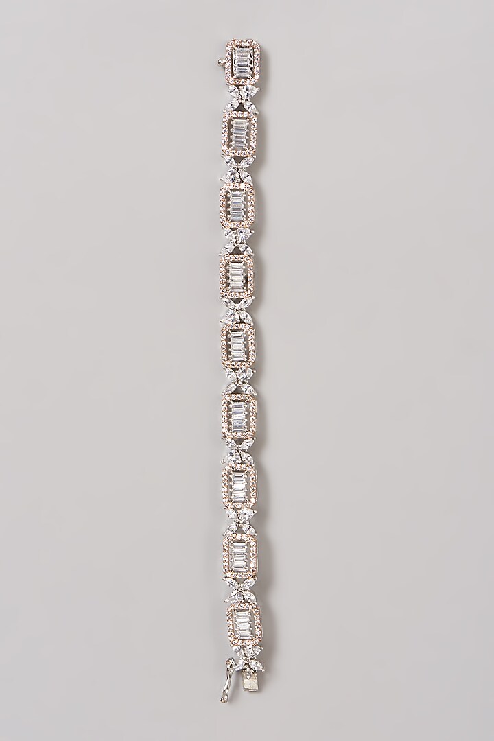 White Finish Faux Diamonds Bracelet by Aster at Pernia's Pop Up Shop