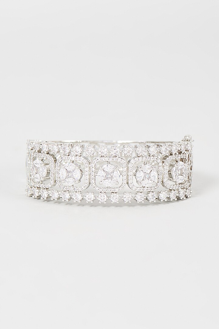 White Finish Faux Diamond Bracelet by Aster at Pernia's Pop Up Shop