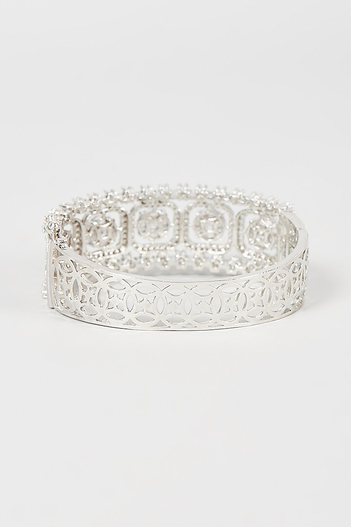 White Finish Faux Diamond Bracelet by Aster at Pernia's Pop Up Shop