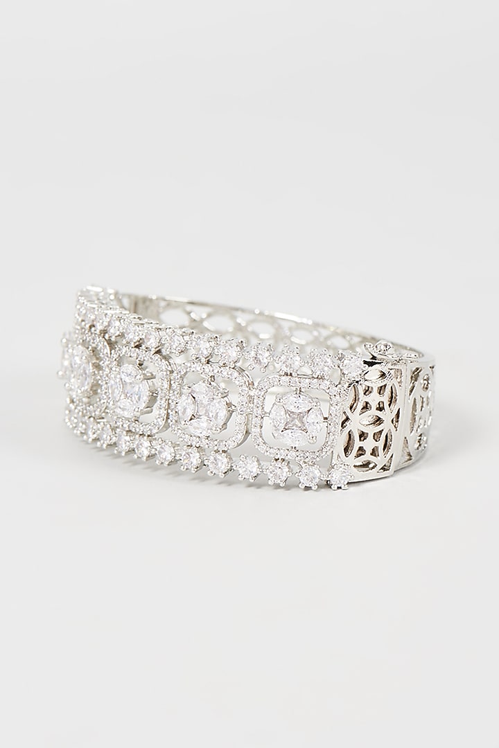 White Finish Faux Diamond Bracelet by Aster at Pernia's Pop Up Shop