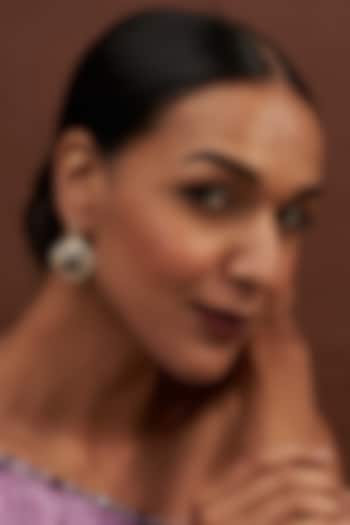 Gold Finish Faux Diamond & Green Stone Dangler Earrings by Aster at Pernia's Pop Up Shop