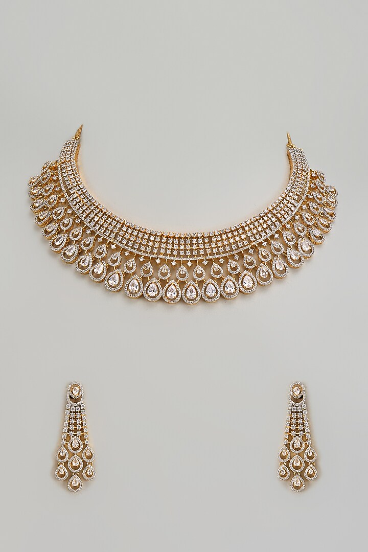 Gold Finish Zircon Necklace Set by Aster at Pernia's Pop Up Shop
