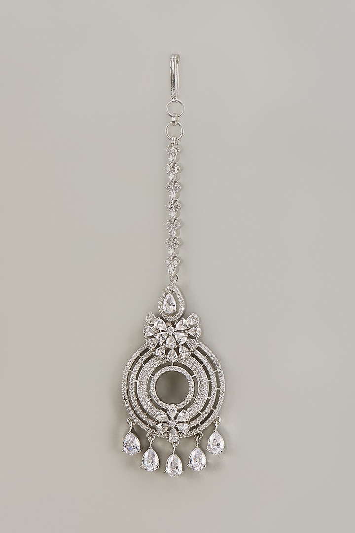 White Finish Zircon Maangtikka by Aster at Pernia's Pop Up Shop