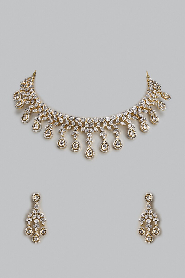 Gold Finish Zircon Necklace Set by Aster at Pernia's Pop Up Shop