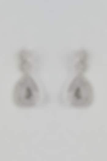 White Finish Zircon Dangler Earrings by Aster