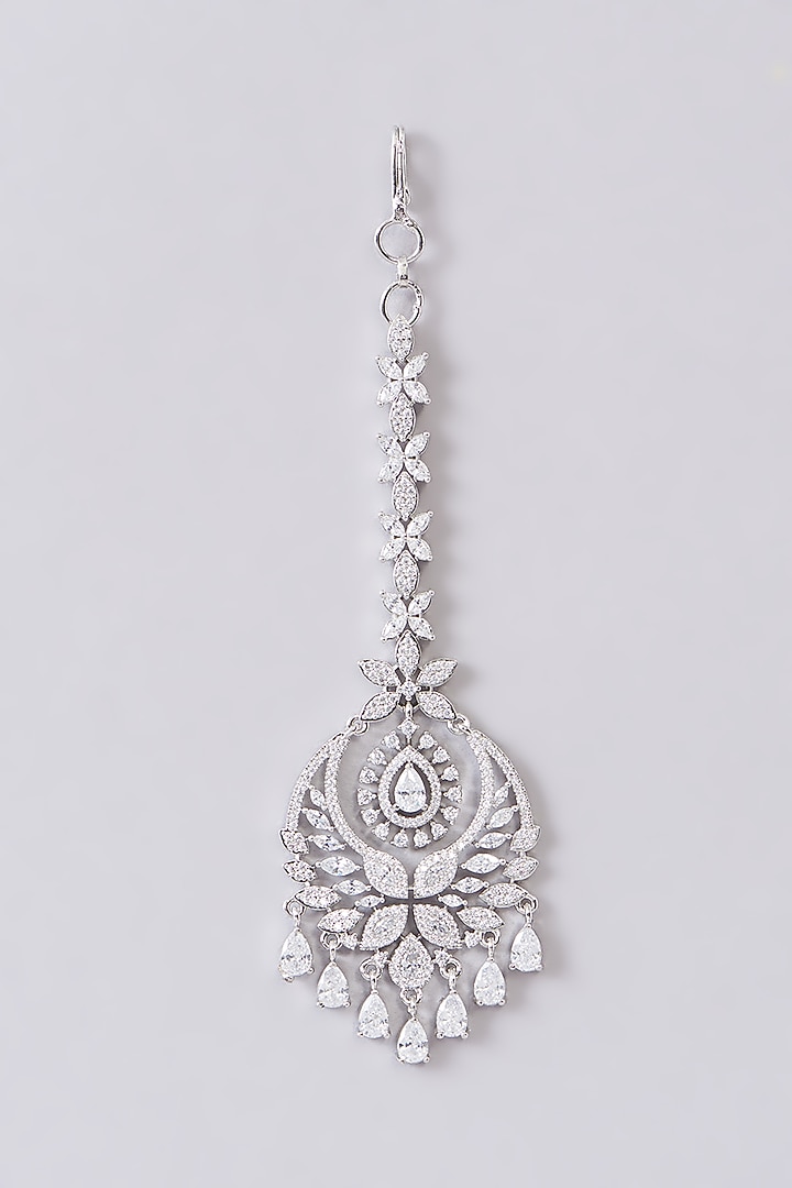White Finish Zircon Maangtikka by Aster at Pernia's Pop Up Shop