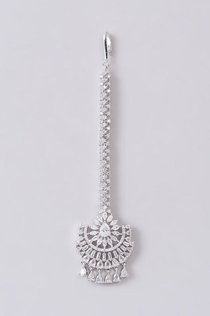 White Finish Zircon Maangtikka by Aster at Pernia's Pop Up Shop