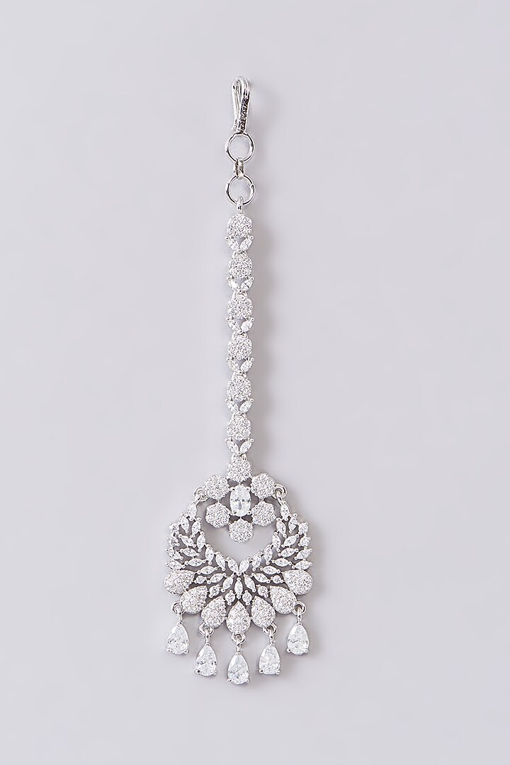 White Finish Zircon Maangtikka by Aster at Pernia's Pop Up Shop