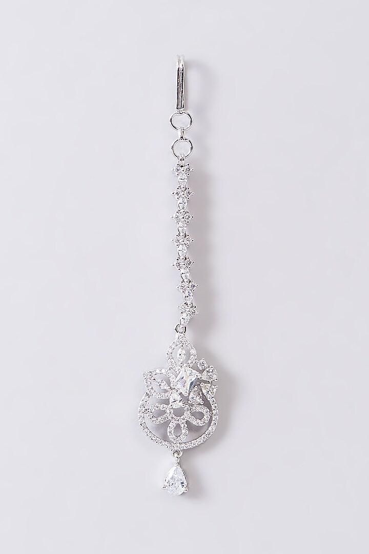 White Finish Zircon Maangtikka by Aster at Pernia's Pop Up Shop