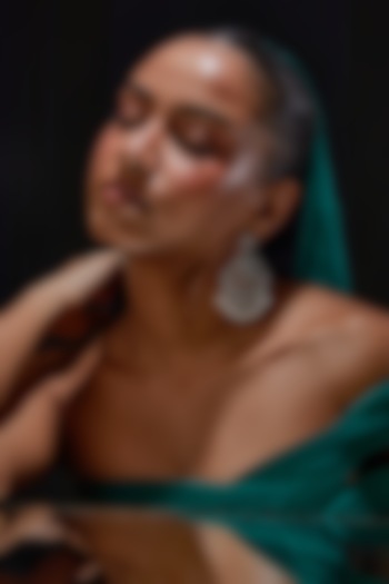 White Finish Zircon & Pearl Chandbaali Earrings by Aster at Pernia's Pop Up Shop