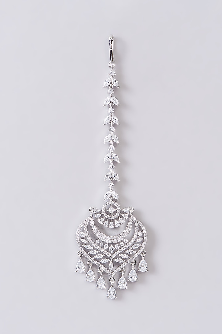 White Finish Zircon Maangtikka by Aster at Pernia's Pop Up Shop