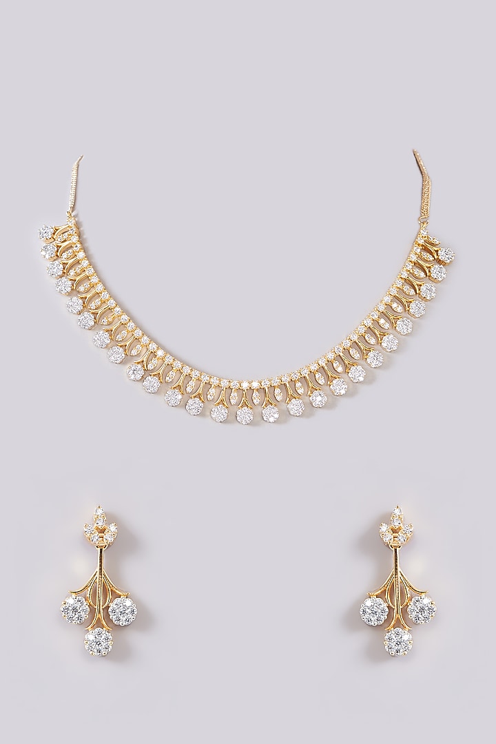 Gold Finish Zircon Necklace Set by Aster at Pernia's Pop Up Shop