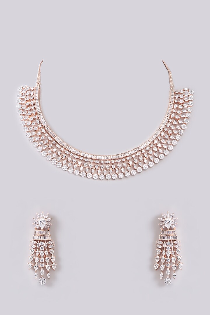 White Finish Zircon Necklace Set by Aster at Pernia's Pop Up Shop