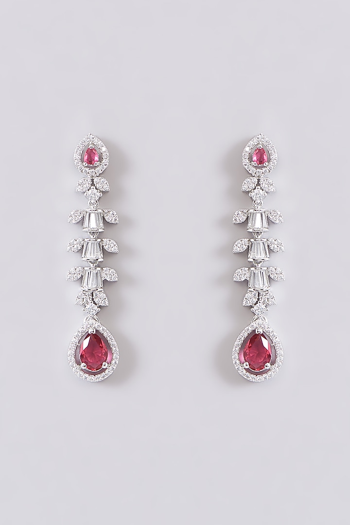 White Finish Zircon & Red Stone Necklace Set by Aster at Pernia's Pop Up Shop
