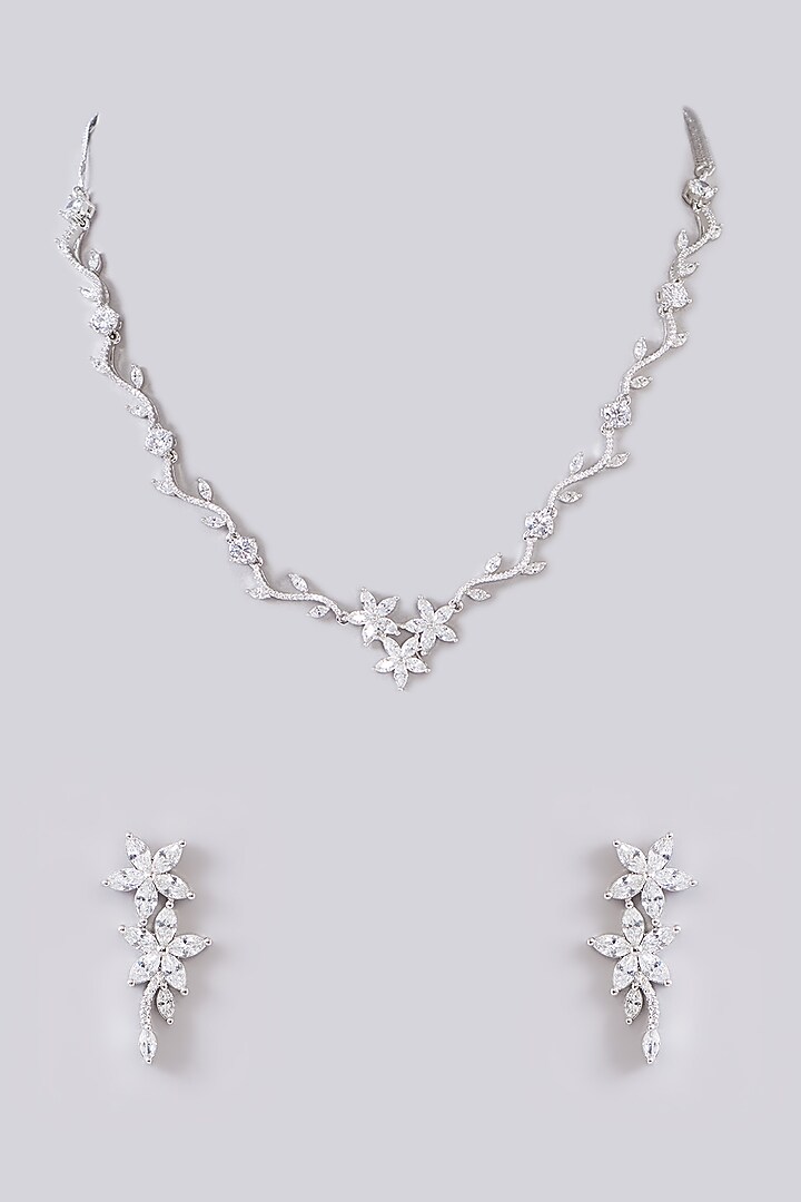 White Finish Zircon Necklace Set by Aster at Pernia's Pop Up Shop