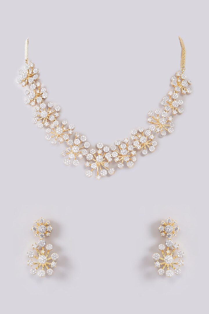 Gold Finish Zircon Necklace Set by Aster at Pernia's Pop Up Shop