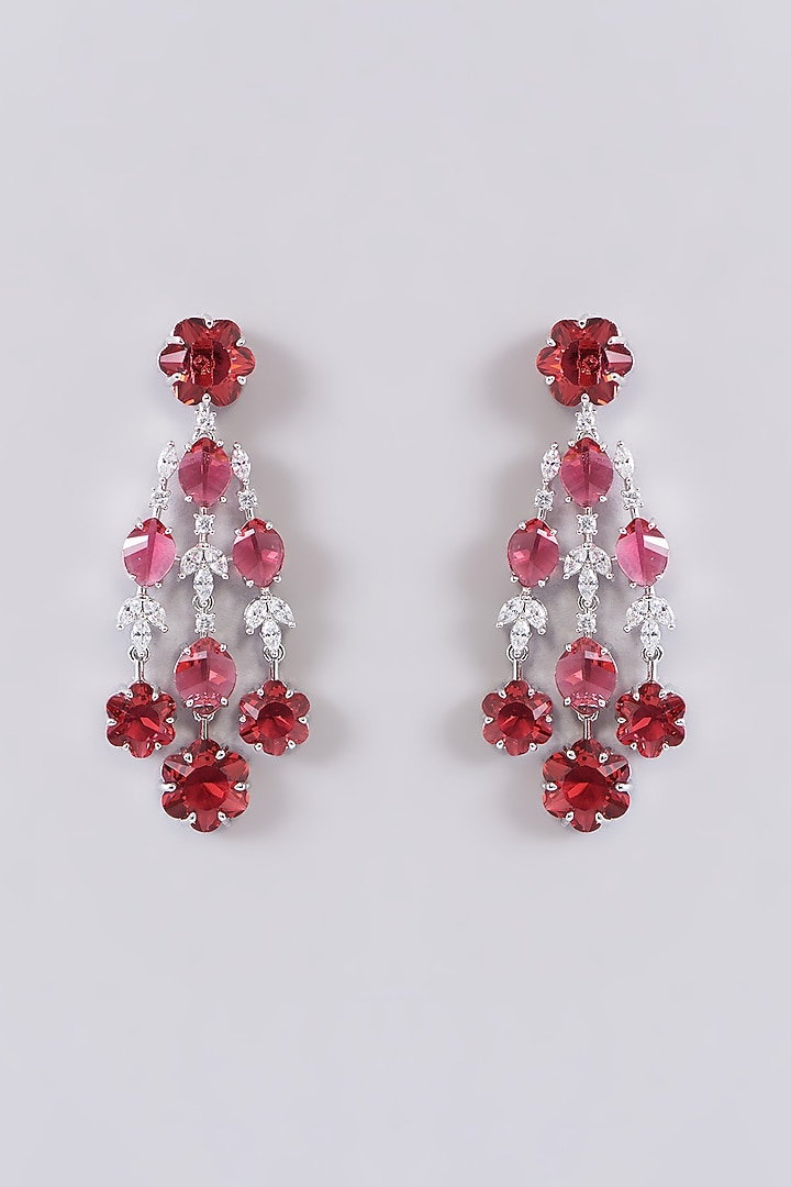 White Finish Zircon & Red Stone Necklace Set by Aster at Pernia's Pop Up Shop