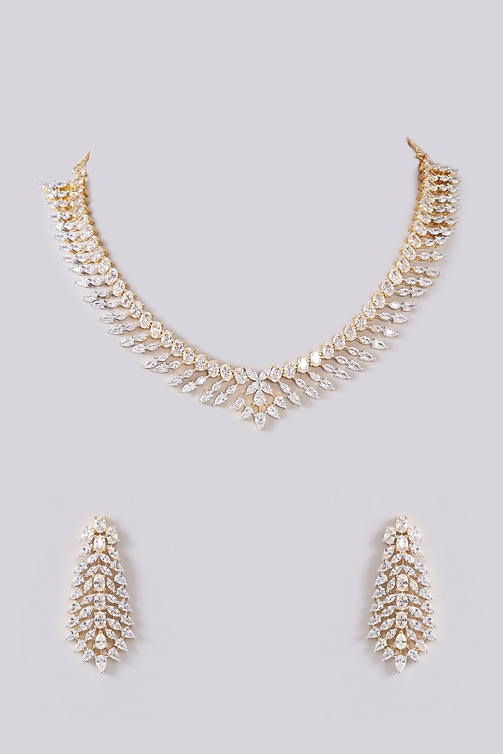 White Finish Zircon Necklace Set by Aster at Pernia's Pop Up Shop