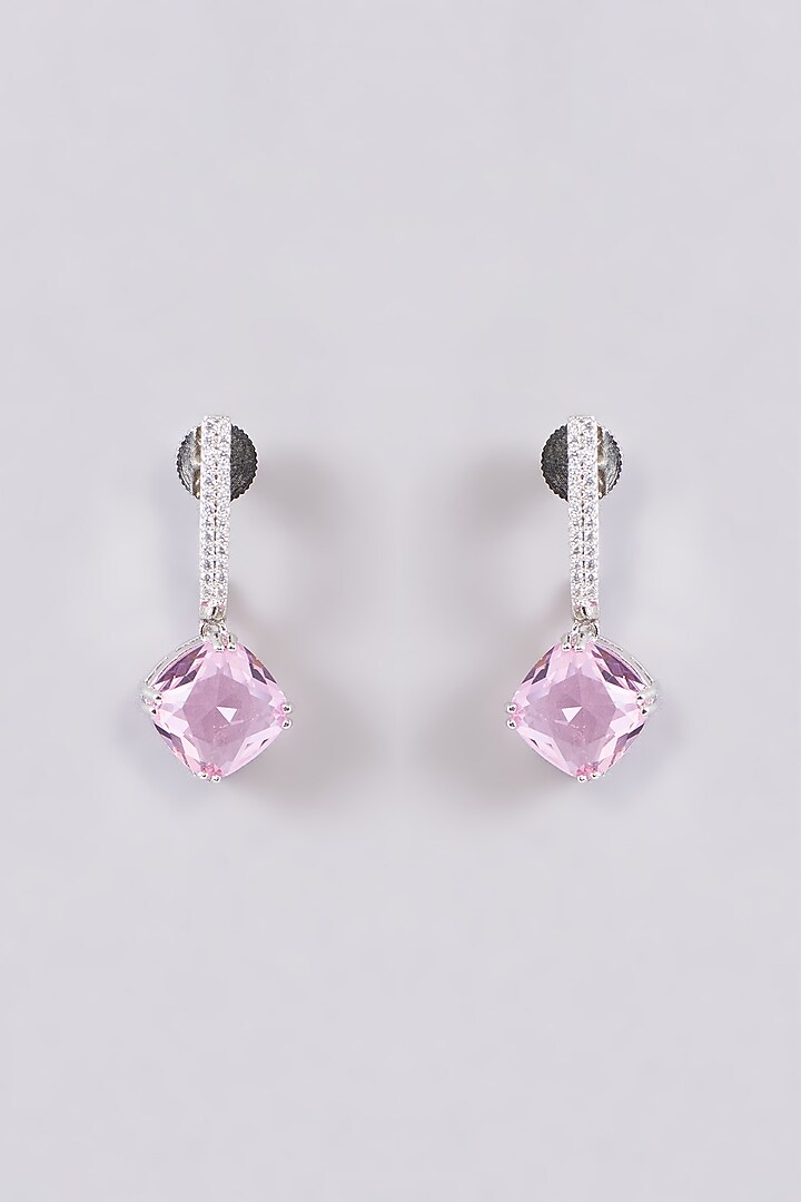 White Finish Zircon & Pink Stone Necklace Set by Aster at Pernia's Pop Up Shop