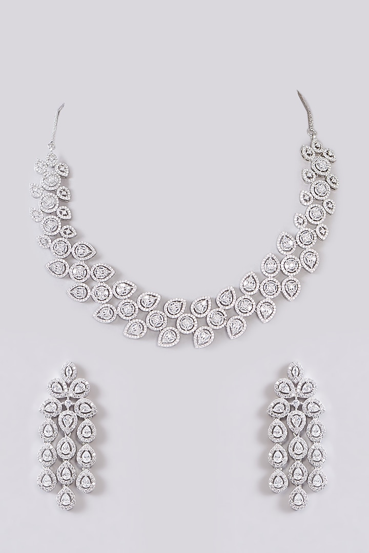 White Finish Zircon Necklace Set by Aster at Pernia's Pop Up Shop