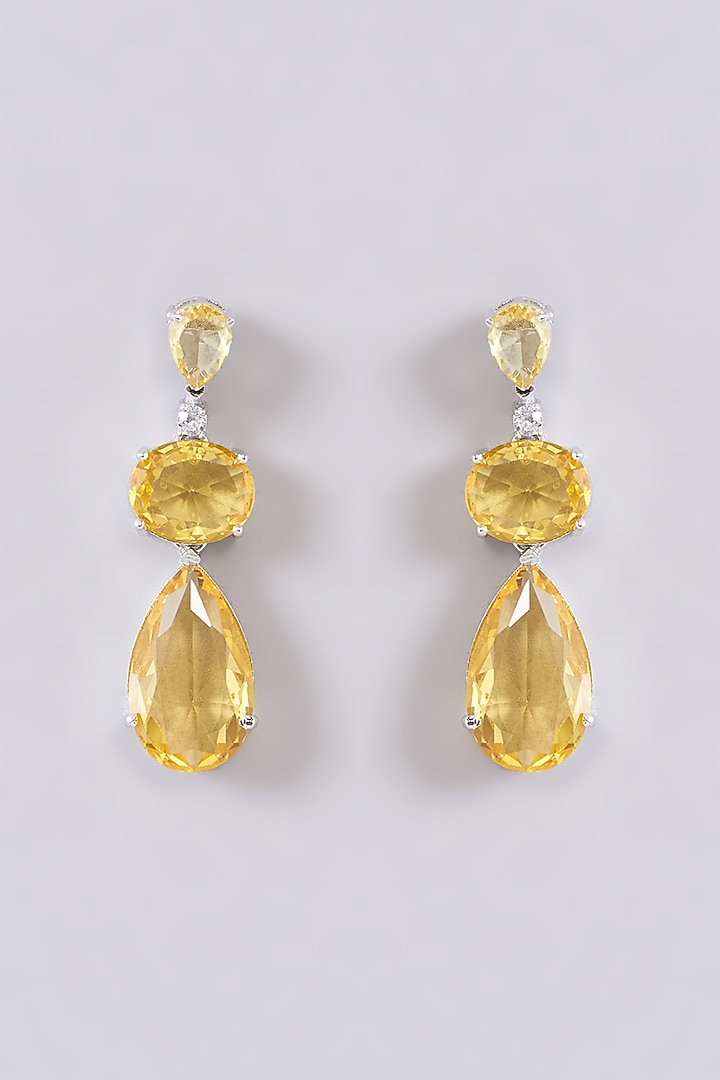White Finish Zircon & Yellow Stone Necklace Set by Aster at Pernia's Pop Up Shop