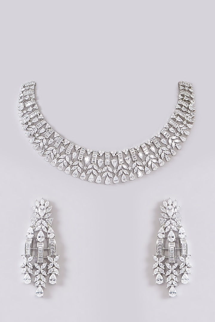 White Finish Zircon Necklace Set by Aster at Pernia's Pop Up Shop