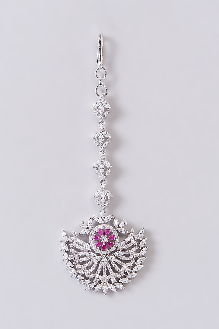 White Finish Zircon Maangtikka by Aster at Pernia's Pop Up Shop