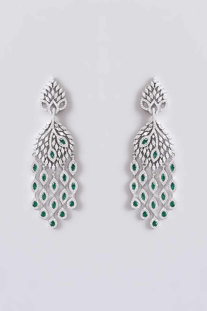 White Finish Zircon Dangler Earrings by Aster at Pernia's Pop Up Shop