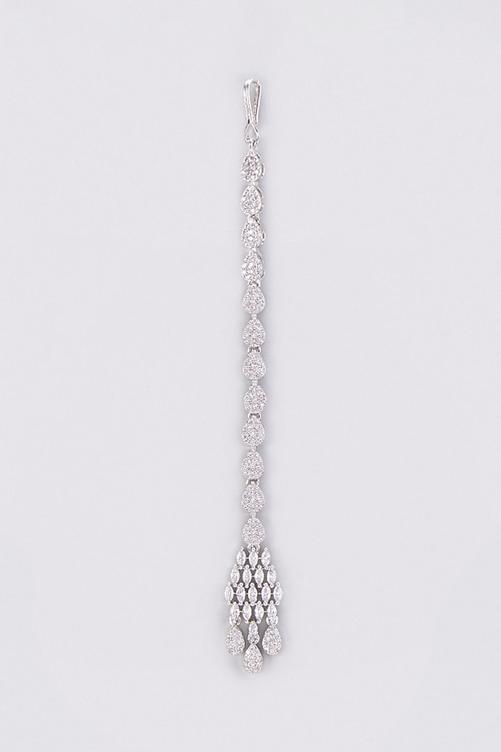 White Finish Zircon Maangtikka by Aster at Pernia's Pop Up Shop