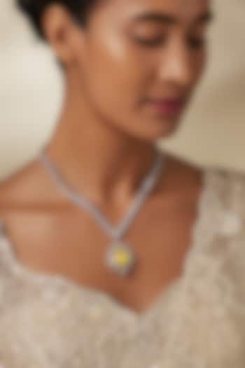 White Finish Yellow Stone & Zircon Necklace by Aster at Pernia's Pop Up Shop